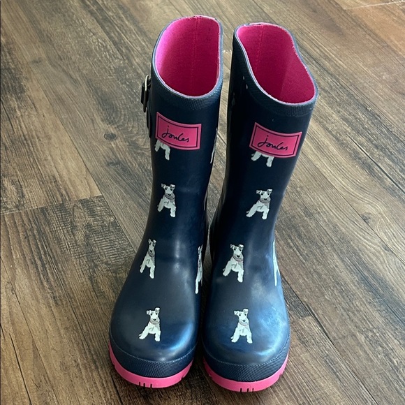 Navy and Pink Dog Print Rain Boots - Picture 6 of 8